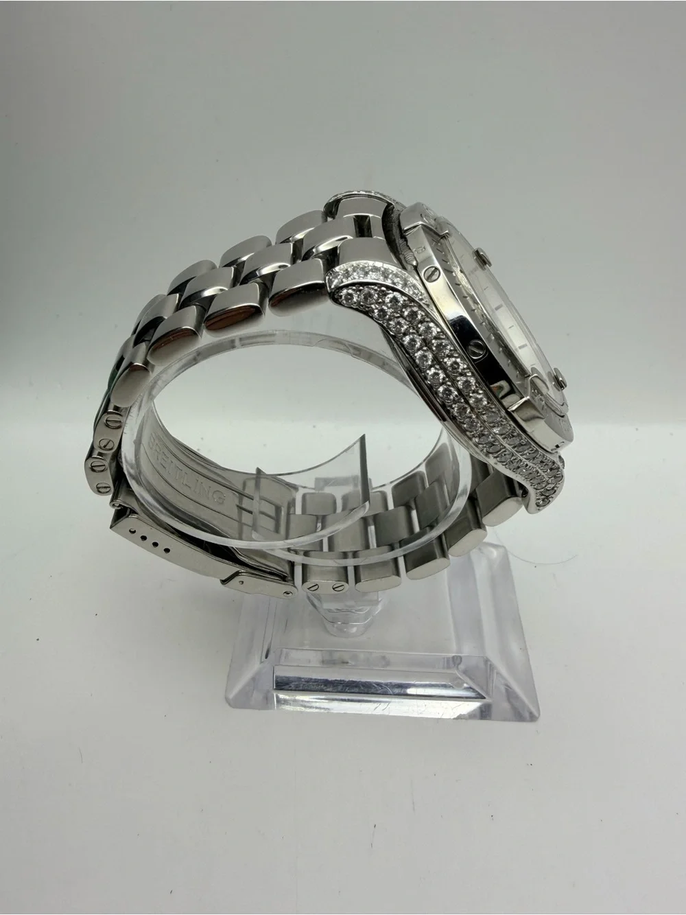Breitling CUSTOM DIAMOND 💎Colt Silver Stainless Steel Men's Watch - Silver Dial